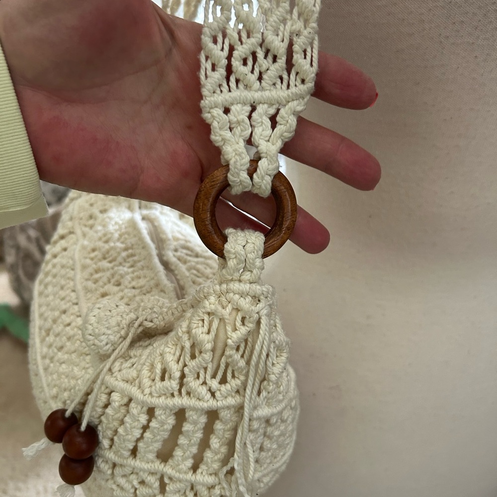 The Sak Bohemian Macrome Cream Fringe Shoulder Bag - Picture 8 of 15